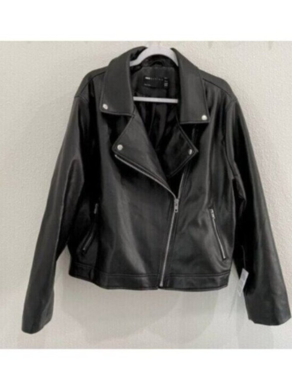 New ASOS Curve Faux Leather Biker Jacket Moto Chic Black Versatile